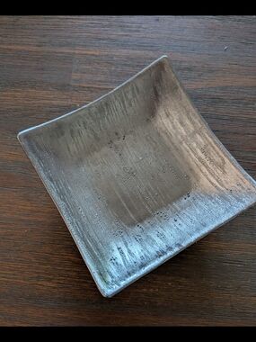 Square Textured Plate in Metallic Gray